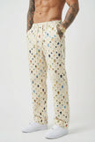 FJØRNA straight-fit white trousers displayed on a model, showcasing tailored design and clean lines for a modern look.