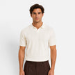 Men's striped knitted polo shirt by FJØRNA, lightweight, breathable, slim fit summer shirt with a classic design.