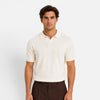 Men's striped knitted polo shirt by FJØRNA, lightweight, breathable, slim fit summer shirt with a classic design.