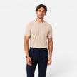 Men's striped knitted T-shirt by FJØRNA, lightweight and slim fit, ideal for summer casual wear.