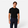 Men's striped knitted T-shirt from FJØRNA, lightweight and slim fit, perfect for summer casual wear.