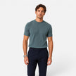 Men's striped knitted T-shirt by FJØRNA, lightweight and slim fit, ideal for summer casual wear.