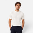 Men's lightweight knitted striped T-shirt from FJØRNA, slim fit summer shirt with comfortable, breathable fabric for casual wear.
