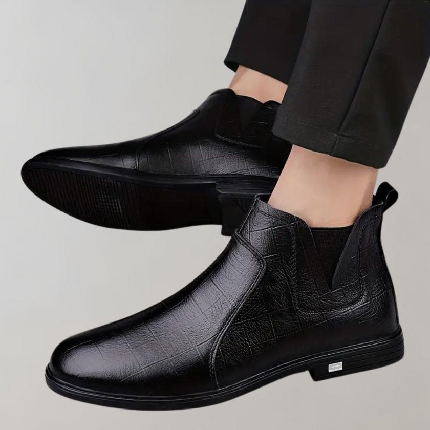 Textured Black Ankle Boots - 10