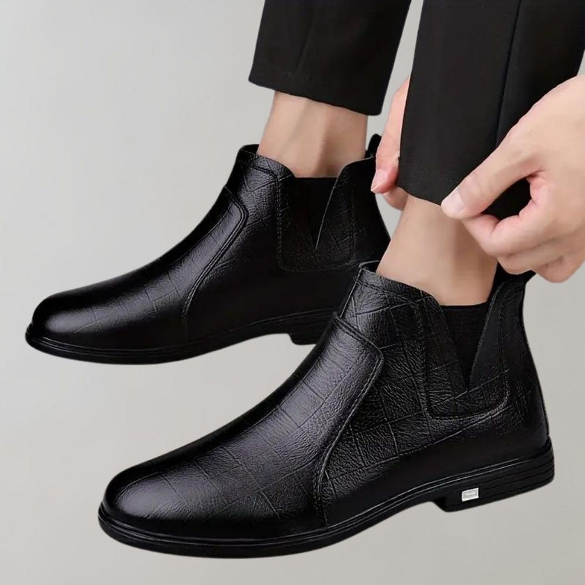 Textured Black Ankle Boots - 8