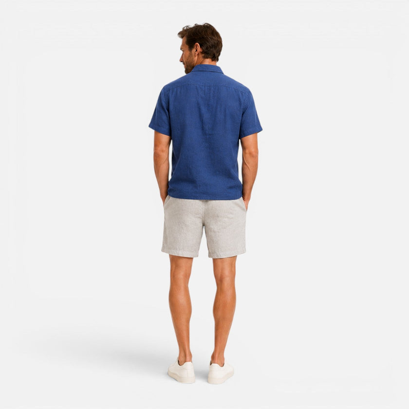 Men's lightweight summer two-piece set by FJØRNA featuring breathable casual fit fabric suitable for warm weather.