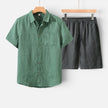 Men's two-piece summer set by FJØRNA featuring lightweight, breathable casual fit for warm weather.