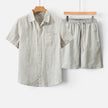 Men's lightweight summer set with breathable shirt and shorts by FJØRNA, perfect for warm weather and casual outings.