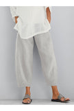 FJØRNA women's lightweight summer tapered cropped pants with elastic waist and breathable fabric, relaxed fit for casual wear.