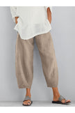 FJØRNA women's lightweight summer tapered elastic waist breathable loose-fit cropped pants, comfortable and stylish for warm weather