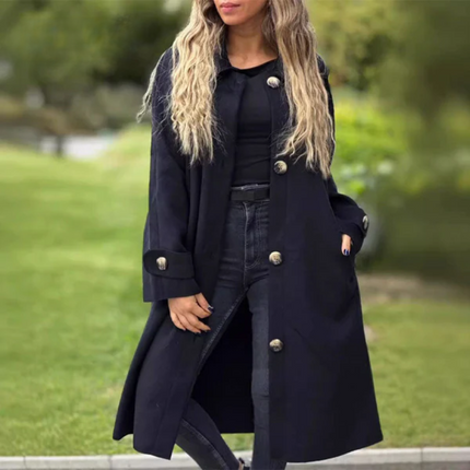 Nora | Long Casual Dyed Tweed Jacket with Button Detail