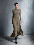 Grey Knit Wrap Maxi Dress For Women