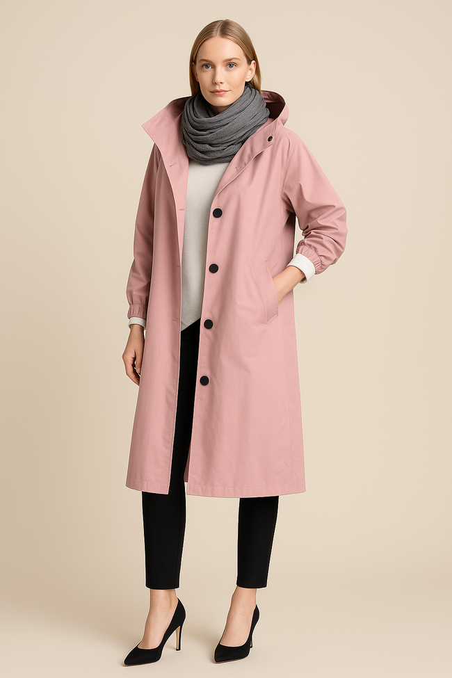 Hooded Black Trench Coat - 2