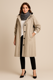 Hooded Black Trench Coat - 13
