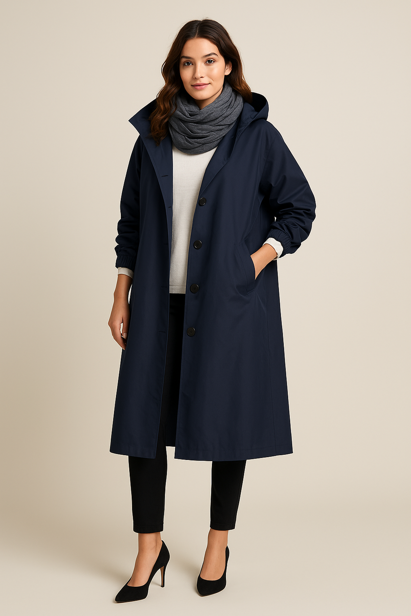 Hooded Black Trench Coat - 3