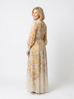 FJØRNA floral summer maxi dress for women with long sleeves, flowy fabric, perfect for warm weather and casual occasions.