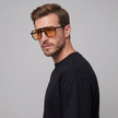 FJØRNA men's square sunglasses in black with thick frame, one size fits most, stylish and modern for everyday wear.