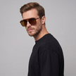 FJØRNA men's square sunglasses with one size fit, black frames, and dark tinted lenses, stylish and modern for everyday wear.