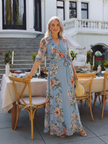 FJØRNA women's floral wrap summer maxi dress with a flowy design, perfect for warm weather and casual outings.
