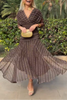 FJØRNA bohemian patterned v-neck mesh maxi dress featuring colorful, flowing fabric and a stylish V neckline for elegant summer wear.