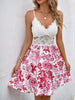 White FJØRNA sleeveless sundress with floral lace, cutout details, and a flared hem, perfect for warm weather and casual styling.