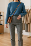 FJØRNA wool blend trousers for women, stylish pants with a tailored fit, featuring a smooth fabric and classic design.