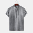 Striped Print Short Sleeve Collar Shirt