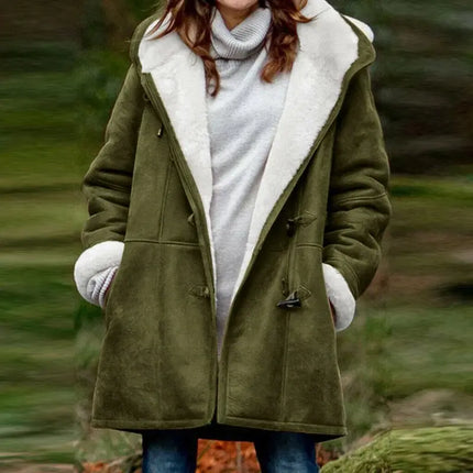 Maya | Cozy Oversized Vegan Fleece Jacket with Hood and Sherpa Lining