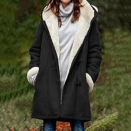 Maya | Cozy Oversized Vegan Fleece Jacket with Hood and Sherpa Lining